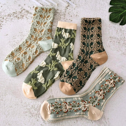 5 Pairs of Socks – Romantic Green Tones